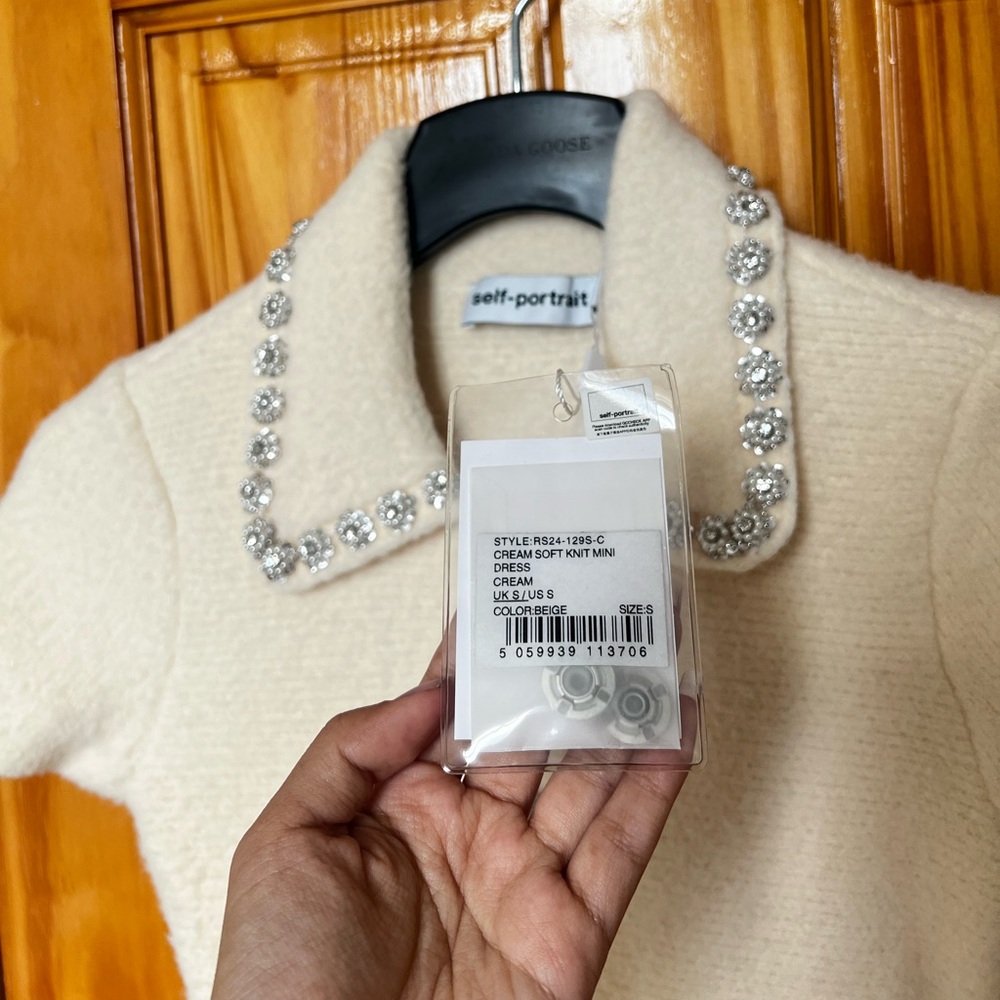 Self-Portrait Cream Soft-Knit Mini Dress – NWT, Size S - Picture 4 of 6